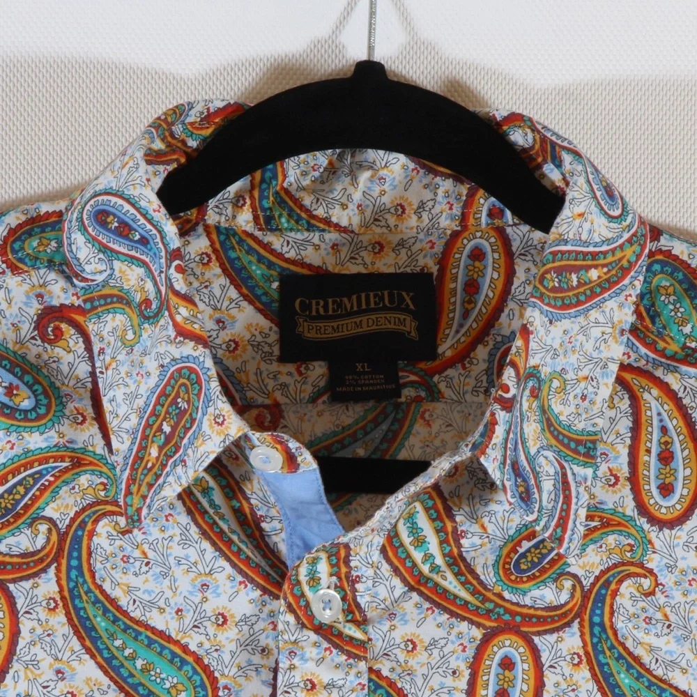 Daniel Cremieux Premier Denim Multicolor Paisley Men's Short Sleeve Shirt - Picture 4 of 5